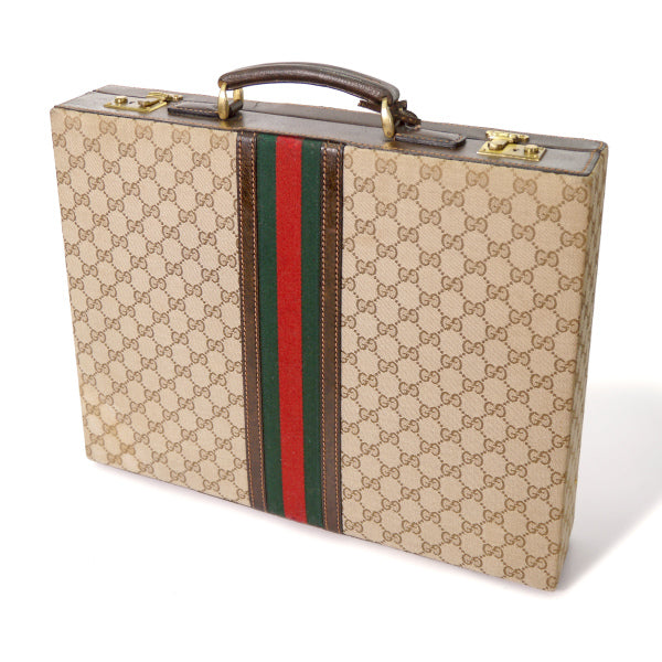 OLD Gucci 70sジャガード織アタッシュケース(茶）