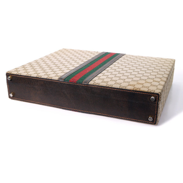 OLD Gucci 70sジャガード織アタッシュケース(茶）