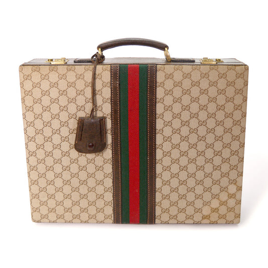 OLD Gucci 70sジャガード織アタッシュケース(茶）