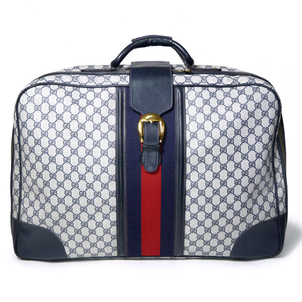 OLD Gucci　シェリー&ベルト 中型スーツケース（青）