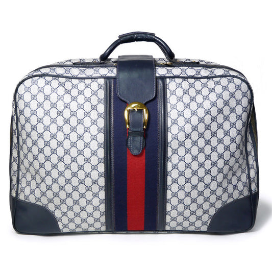 OLD Gucci　シェリー&ベルト 中型スーツケース（青）