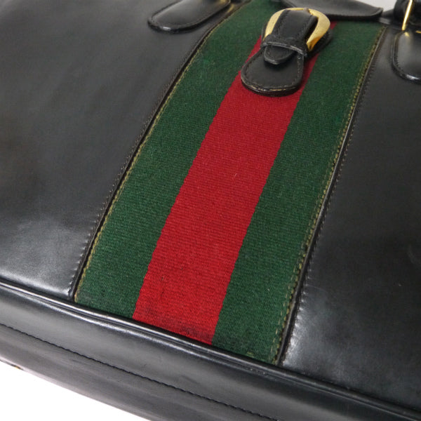 OLD Gucci　シェリー&ベルト 中型レザースーツケース（黒）