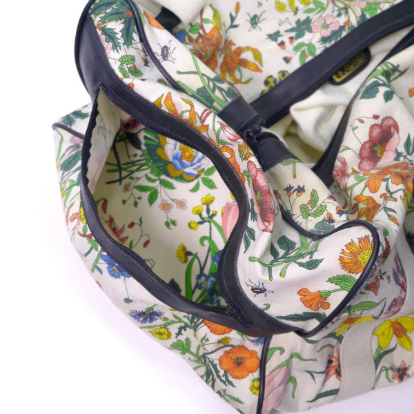 OLD Gucci　フローラ大型ボストンバッグ（白）