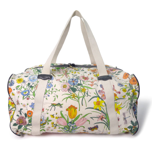 OLD Gucci　フローラ大型ボストンバッグ（白）