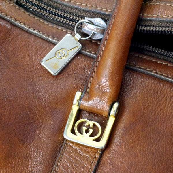 OLD Gucci カマボコ型ミニボストン（茶/総革）