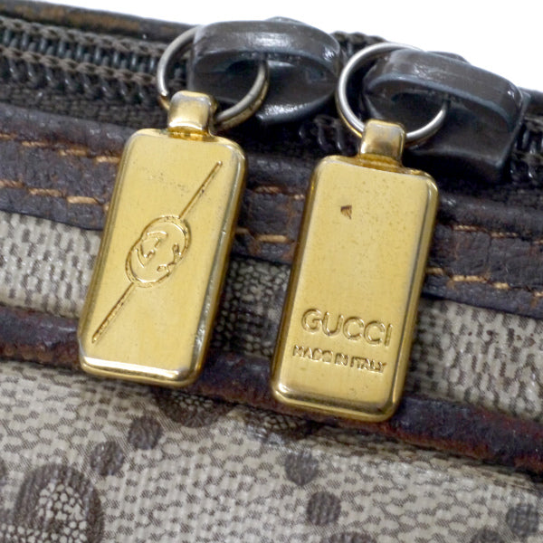 OLD Gucci ラウンドファスナーGG柄ミニボストン（茶）