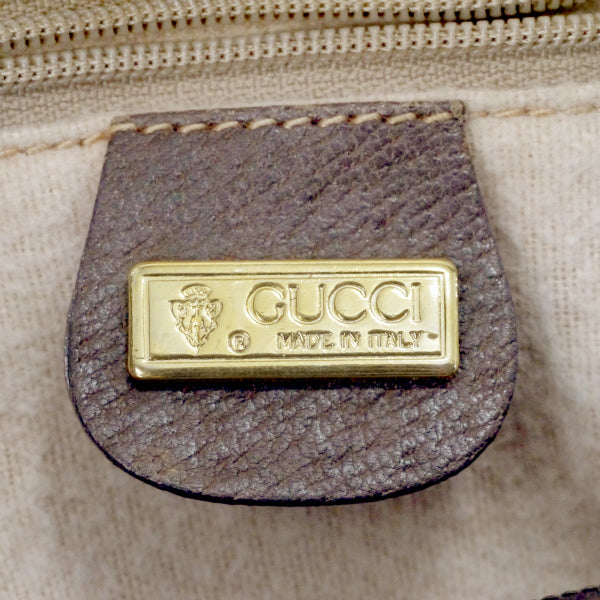 OLD Gucci ラウンドファスナーGG柄ミニボストン（茶）