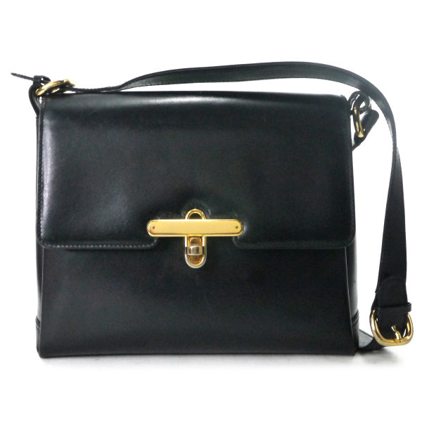 OLD Gucci　総革アンティークロック金具ショルダー（黒）