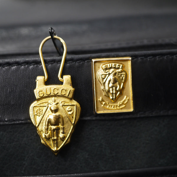 OLD Gucci　お宝!!ターンロック金具2WAYバッグ（黒）