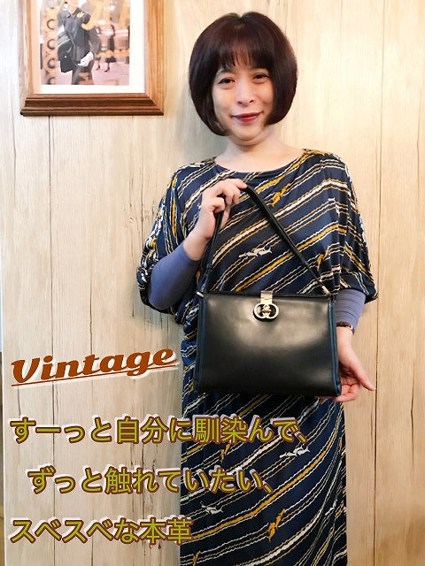 OLD Gucci　インターロッキングG 2WAYショルダーバッグ(黒)