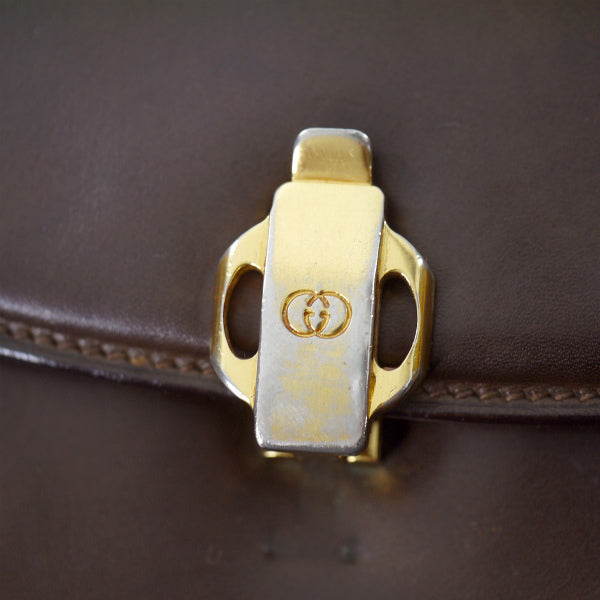 OLD Gucci　ミニGGロック総革2WAYバッグ（濃茶）