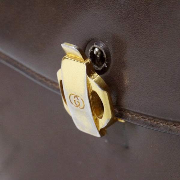 OLD Gucci　ミニGGロック総革2WAYバッグ（濃茶）