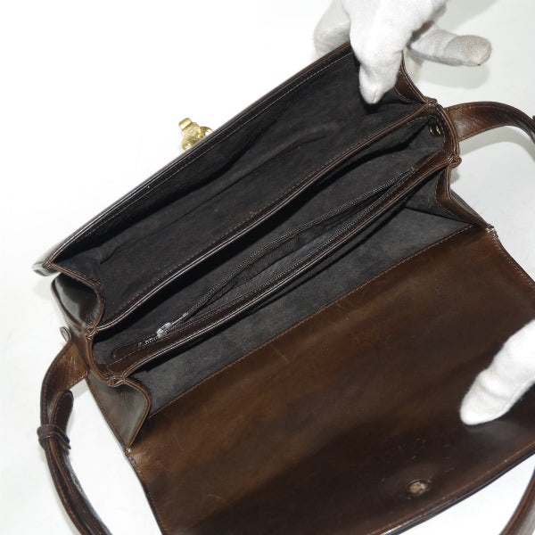 OLD Gucci　ミニGGロック総革2WAYバッグ（濃茶）