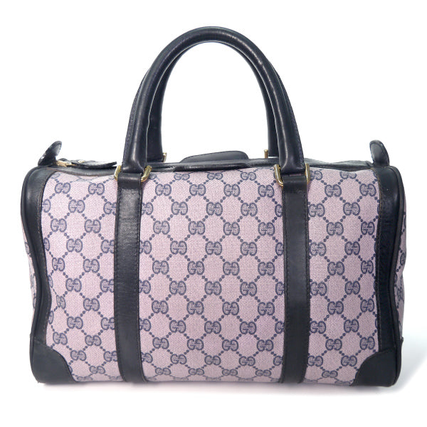 OLD Gucci 革ライン ピンク×青ボストン（中）