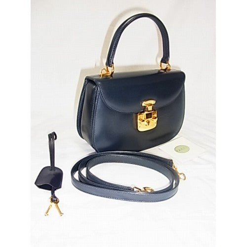 OLD Gucci ２Ｗａｙショルダー付きハンドバッグ(紺・小）