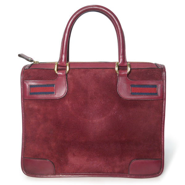 OLD Gucci ショルダー付ミニボストン（真紅・スエード）