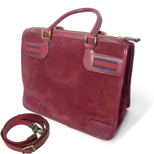 OLD Gucci ショルダー付ミニボストン（真紅・スエード）