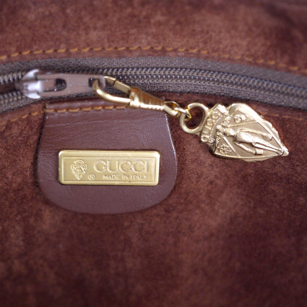 OLD Gucci ラウンドファスナー総革ミニボストン（茶）