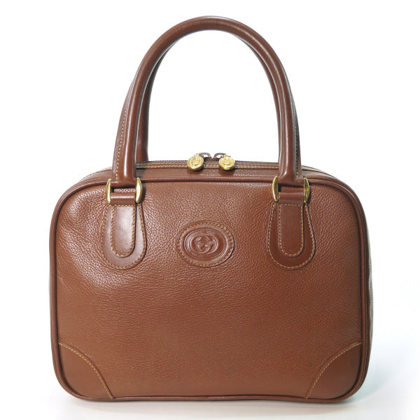 OLD Gucci ラウンドファスナー総革ミニボストン（茶）