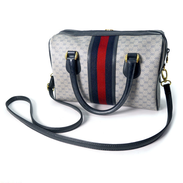 OLD Gucci マイクロＧＧショルダー付きミニボストン（青）