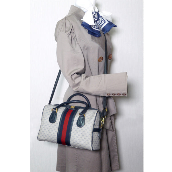 OLD Gucci マイクロＧＧショルダー付きミニボストン（青）