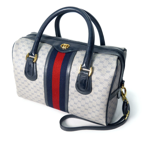 OLD Gucci マイクロＧＧショルダー付きミニボストン（青）