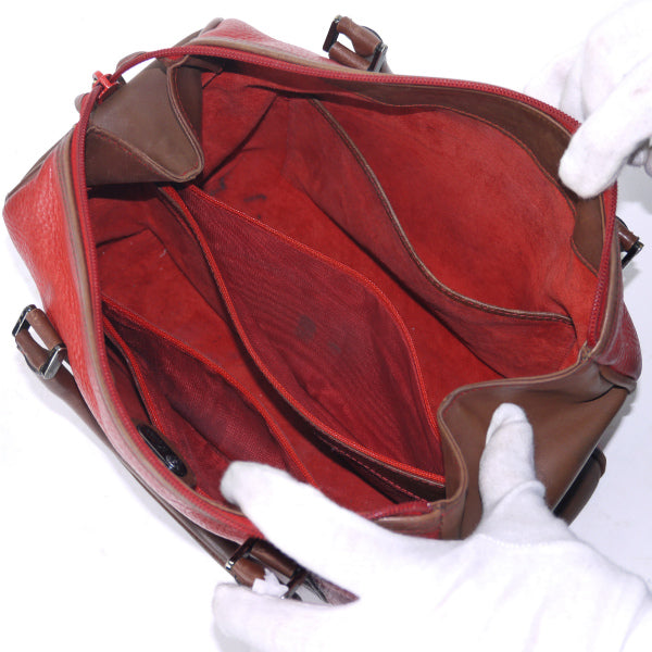 OLD Gucci 総革ミニボストン（赤/茶）