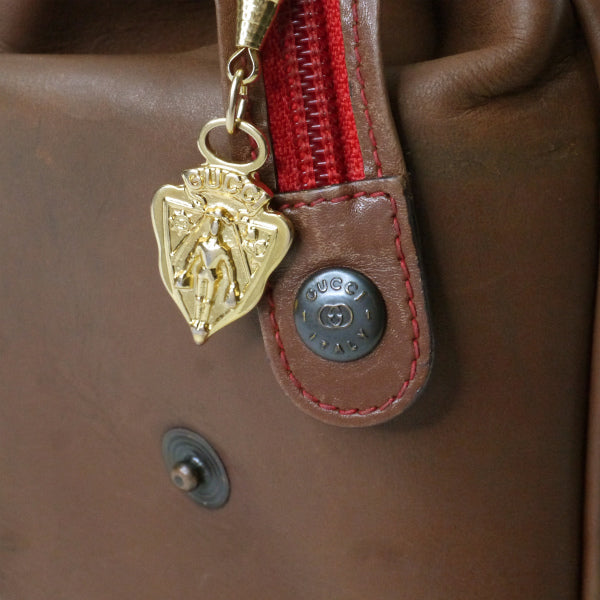 OLD Gucci 総革ミニボストン（赤/茶）