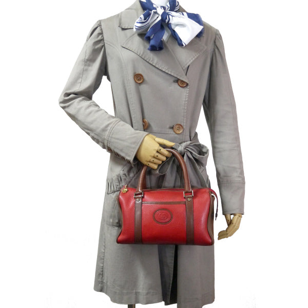 OLD Gucci 総革ミニボストン（赤/茶）