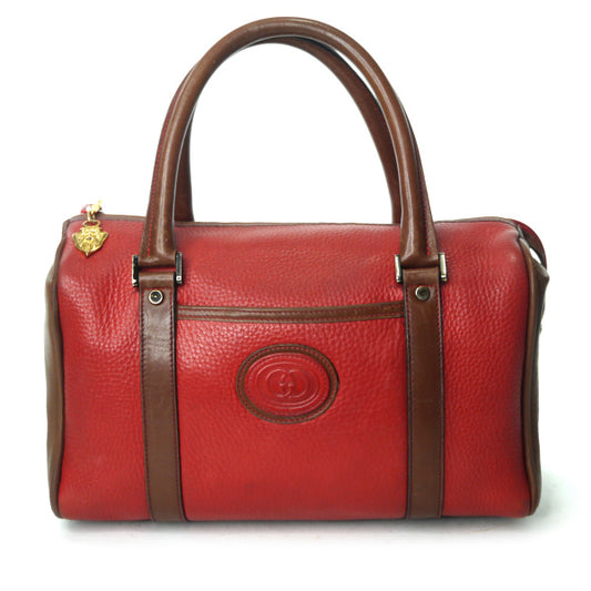 OLD Gucci 総革ミニボストン（赤/茶）