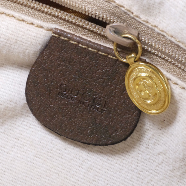 OLD Gucci ショルダー付き定番シェリーミニボストン（茶）