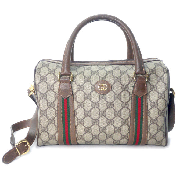 OLD Gucci ショルダー付き定番シェリーミニボストン（茶）