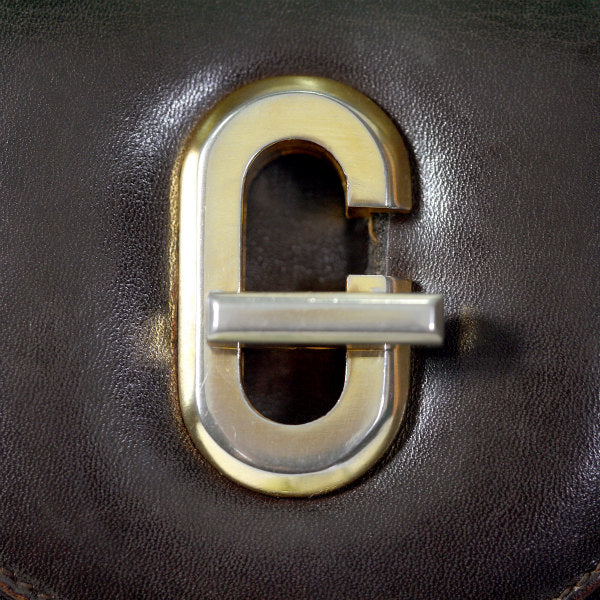 OLD Gucci Gターンロック総革ハンドバッグ（濃茶）
