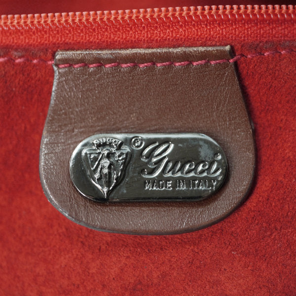 OLD Gucci 型押しバイカラーショルダー（赤/茶）