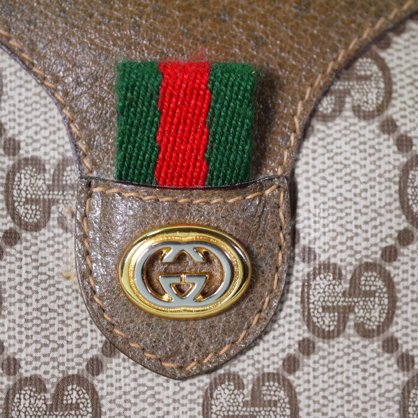 OLD Gucci シェリー スクエア３層式ミニボストン（茶）