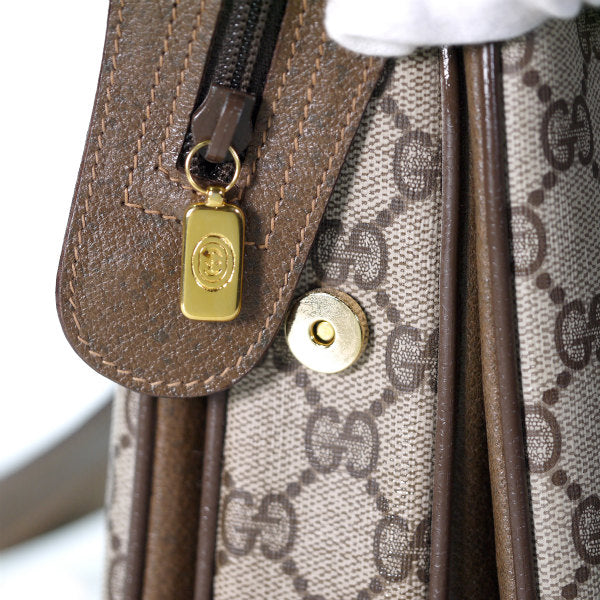 OLD Gucci シェリー スクエア３層式ミニボストン（茶）