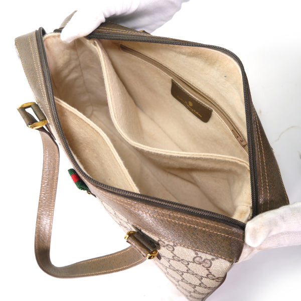 OLD Gucci シェリー スクエア３層式ミニボストン（茶）