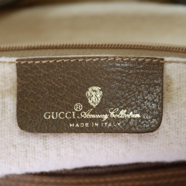 OLD Gucci シェリー スクエア３層式ミニボストン（茶）