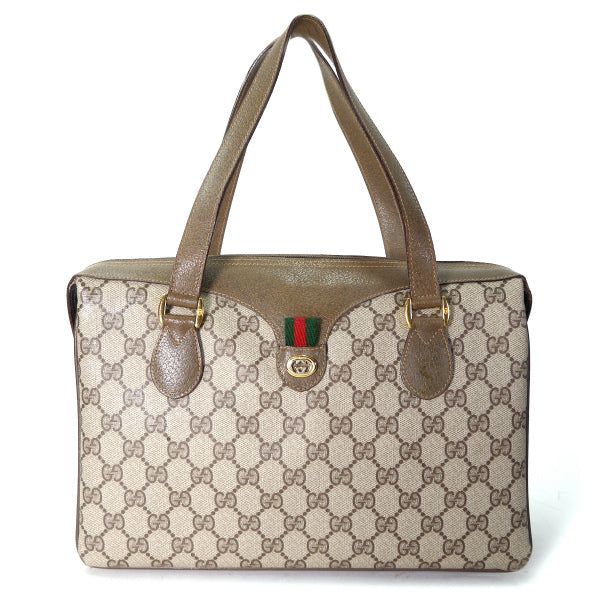 OLD Gucci シェリー スクエア３層式ミニボストン（茶）