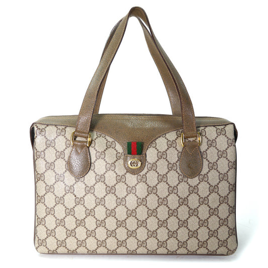 OLD Gucci シェリー スクエア３層式ミニボストン（茶）