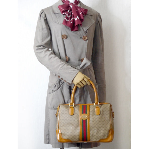 OLD Gucci マイクロＧＧシェリー角ボストン（キャメル）