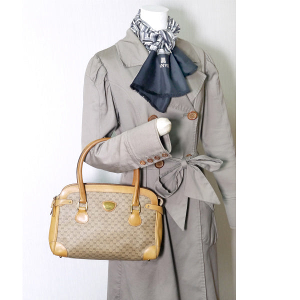 OLD Gucci　マイクロＧＧ薄型ミニボストン（キャメル）