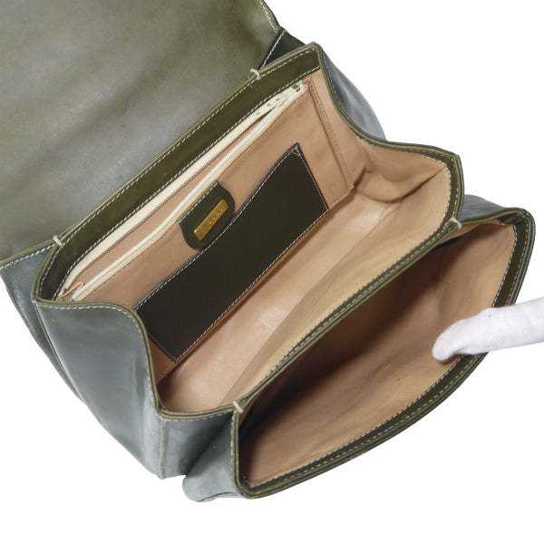 OLD Gucci ウッドハンドルバッグ（オリーブグリーン）（小）