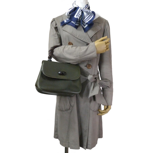 OLD Gucci ウッドハンドルバッグ（オリーブグリーン）（小）