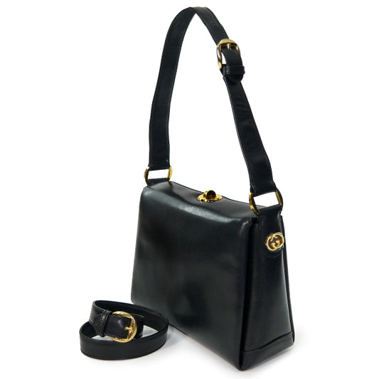 OLD Gucci　黒ハンドバッグ（2WAY・GG金具）