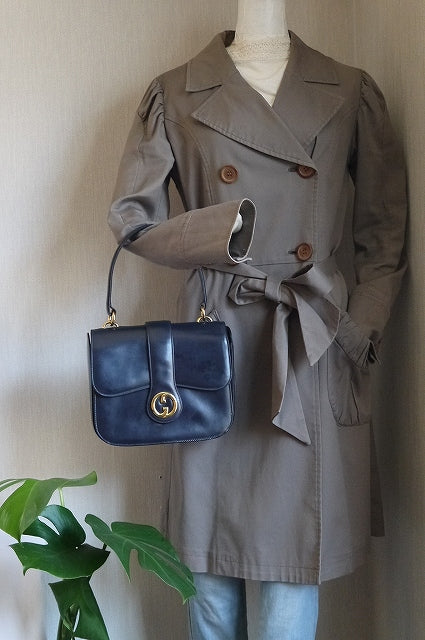 OLD Gucci マドモアゼル濃紺ミニハンドバッグ