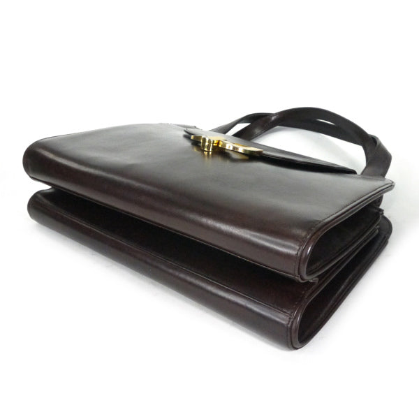 OLD Gucci　トライアングルGG総革ハンドトートバッグ（濃茶）