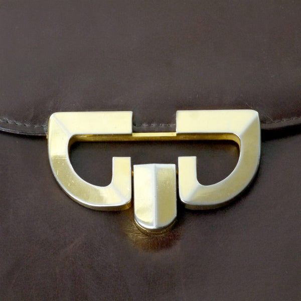 OLD Gucci　トライアングルGG総革ハンドトートバッグ（濃茶）