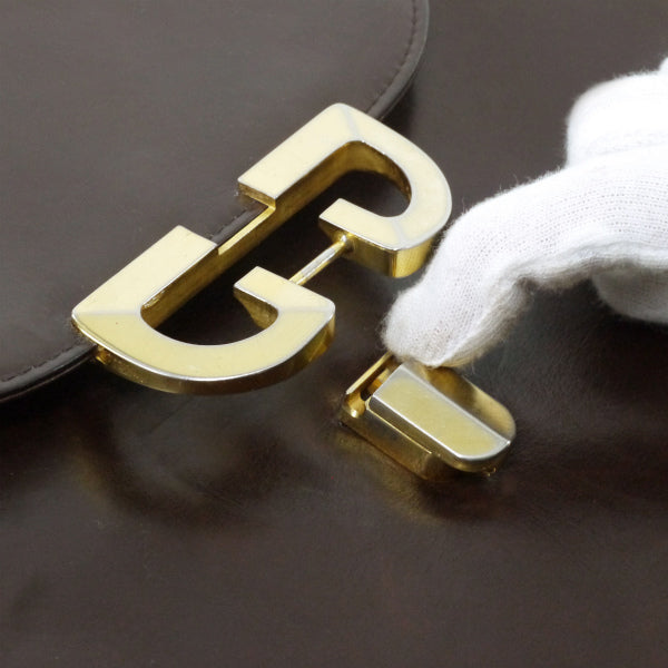 OLD Gucci　トライアングルGG総革ハンドトートバッグ（濃茶）