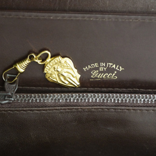 OLD Gucci　トライアングルGG総革ハンドトートバッグ（濃茶）